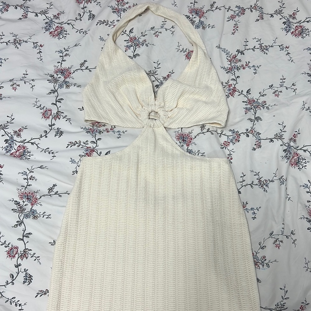 White halter mini dress